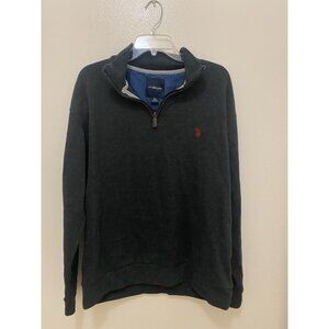 US POLO ASSN 1/4 Quarter Zip Sweater Mens Gray XL Sweatshirt Preppy Logo Comfy